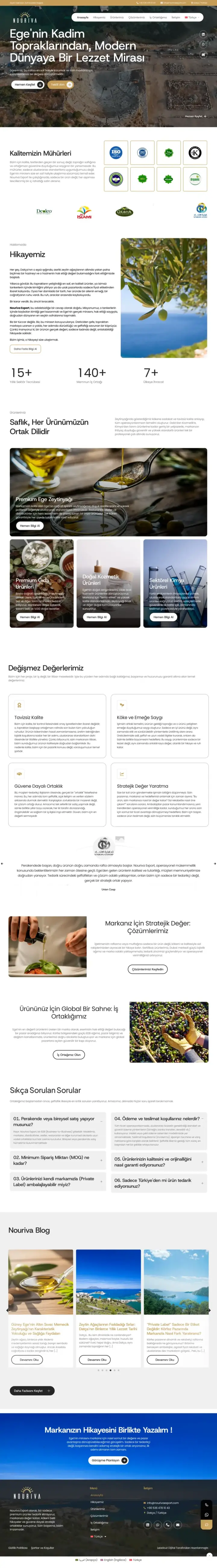 Nouriva Export web sitesi tasarımı